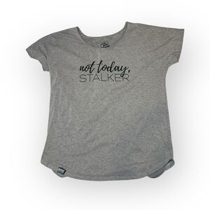 Damsel in Defense Gray "Not Today Stalker" Graphic Tee Size Large